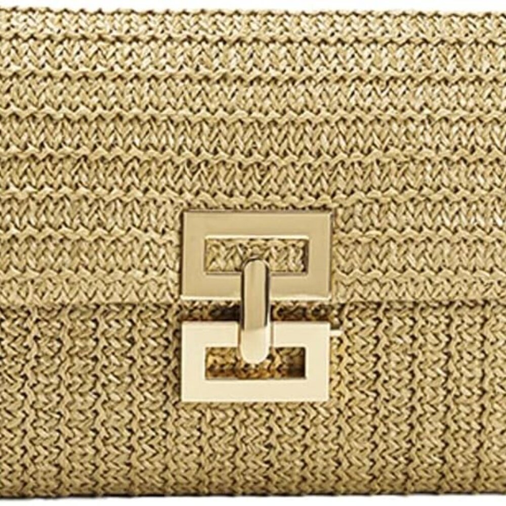 Summer Straw Clutch Purses for Women Boho Woven Beach Bag Envelope Wallet Flap H